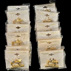 Stella 12pc Sewing Machine Brooches Gold Silver Tone Pins Bulk Seamstress Gifts